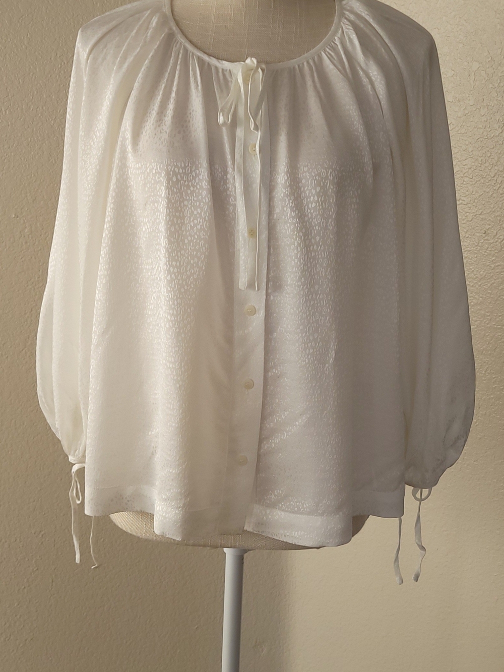 Ted Baker London Ivory Puff Sleeve Blouse Size 3 US 8 NWT Boho